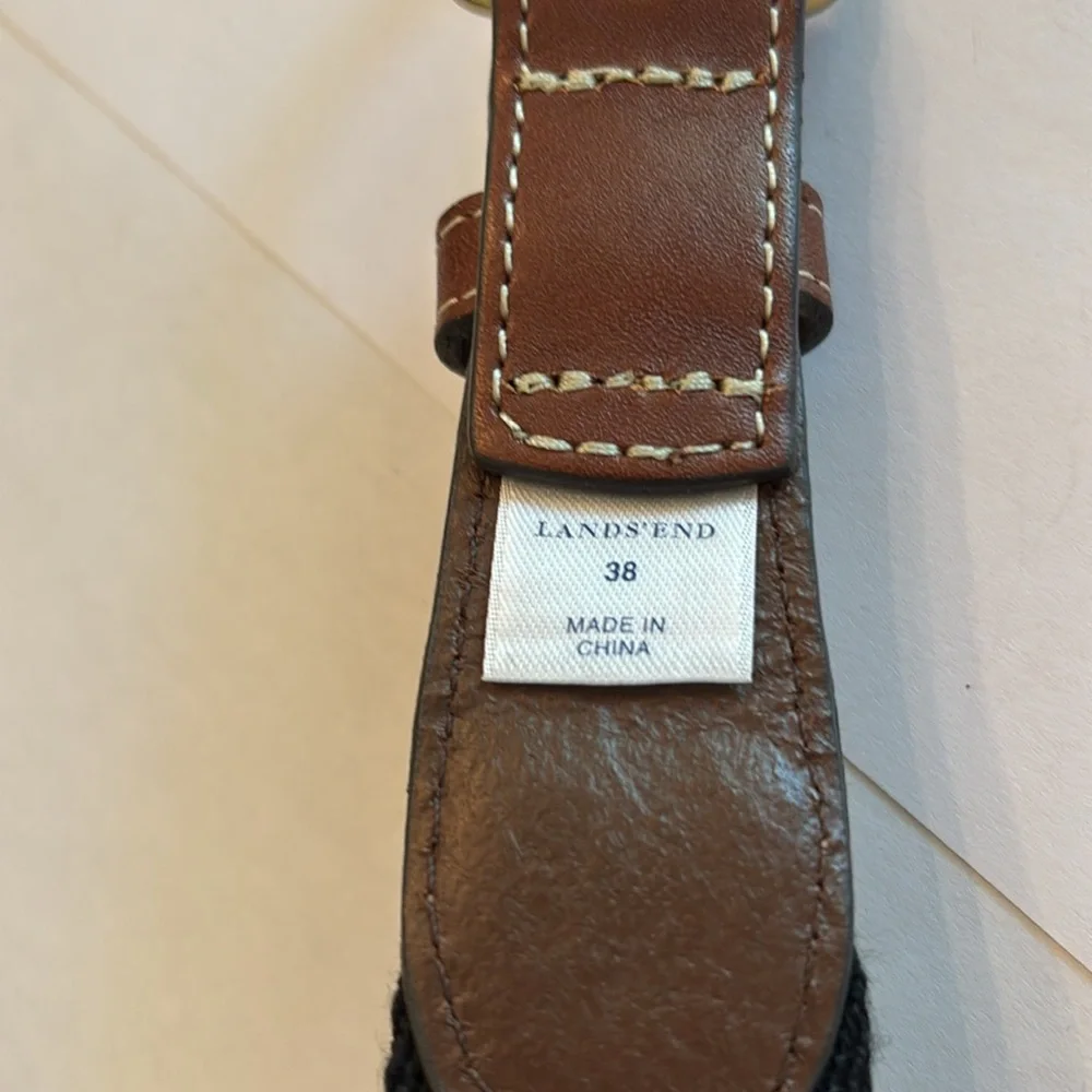 Lands’ End Men’s Black Woven Belt Size 38